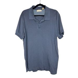 Tasso Elba Mens XL Slim Fit Polo Shirt Grey Blue Supima Cotton Short Sleeve Casu
